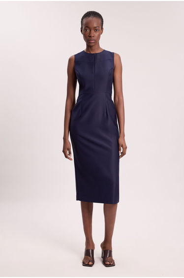 Petite Tailored Satin Keyhole Cut Out Midi Dress