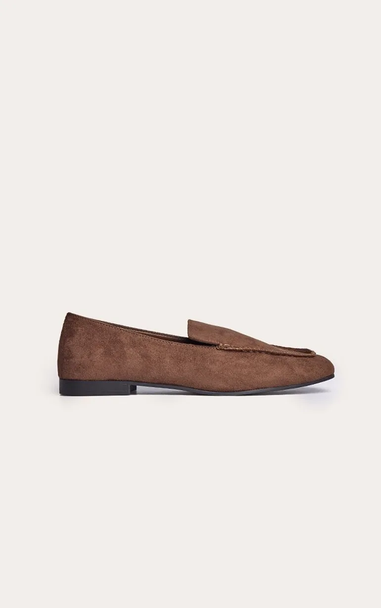 Chocolate Faux Suede Loafers