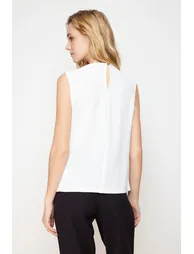 Ecru Gathered Woven Top - 1