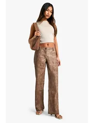 Low Rise Washed Pu Straight Leg Trouser - vintage wash