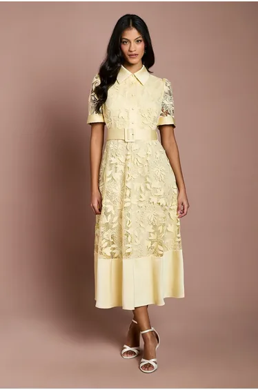 فستان كوست فاشن قميص أصفر ميداكسي - للمقاسات الصغيرة