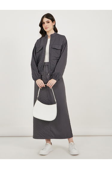 Regular Fit Regular Length Striped Bomber Jacket