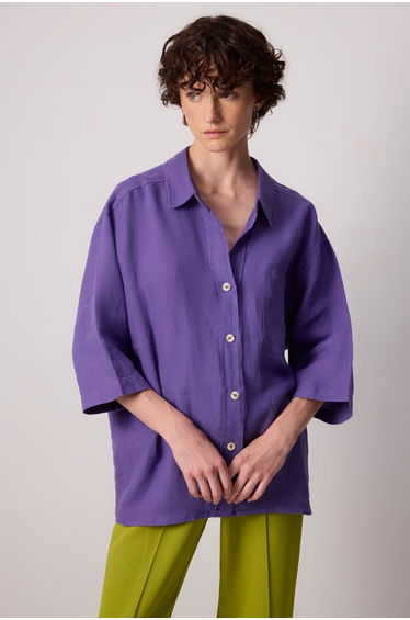 100% LINEN SHIRT WITH POCKET DETAILS