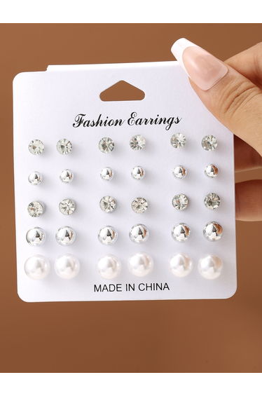 Set of 15 - Rhinestone Earrings