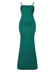 Emerald Green Corset Draped Strappy Bridesmaid Dress - 4