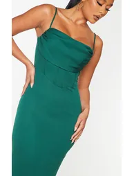 Emerald Green Corset Draped Strappy Bridesmaid Dress - 3