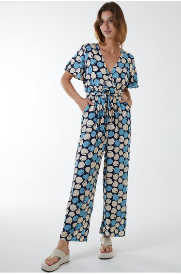 Abstract Honeycomb Cross Over Jumpsuit