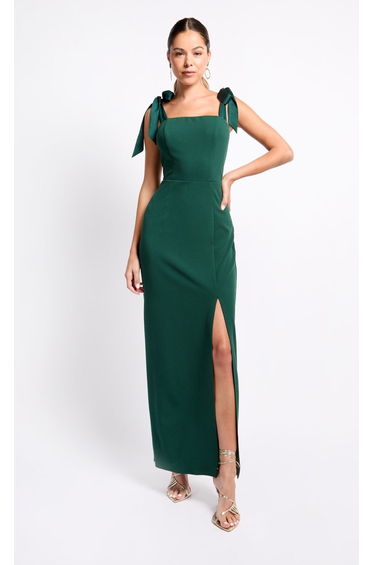 Green Tie Strap Maxi Dress