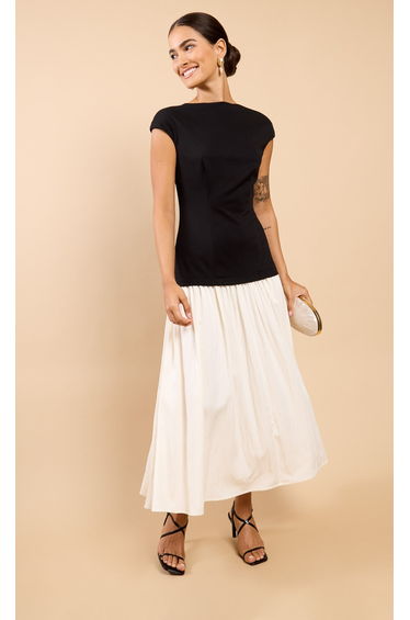 Amoura Monochrome Dropped Waist Maxi Dress