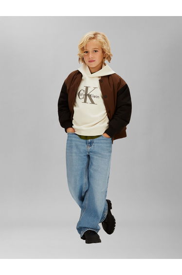Calvin Klein Boys Light Monologo Hoodie in Ivory