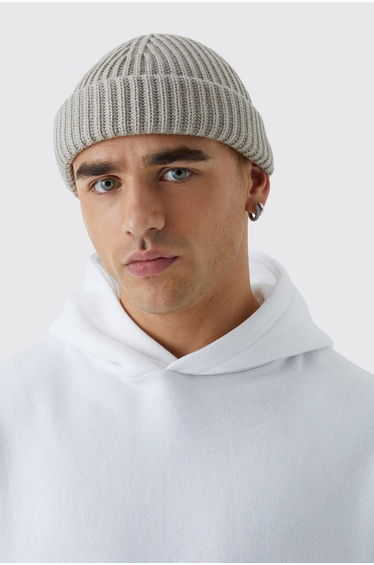 Ribbed Micro Beanie - stone