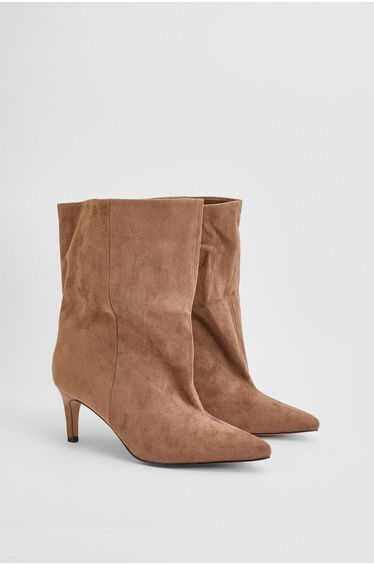Betty Faux Suede Medium Heel Pointed Boots