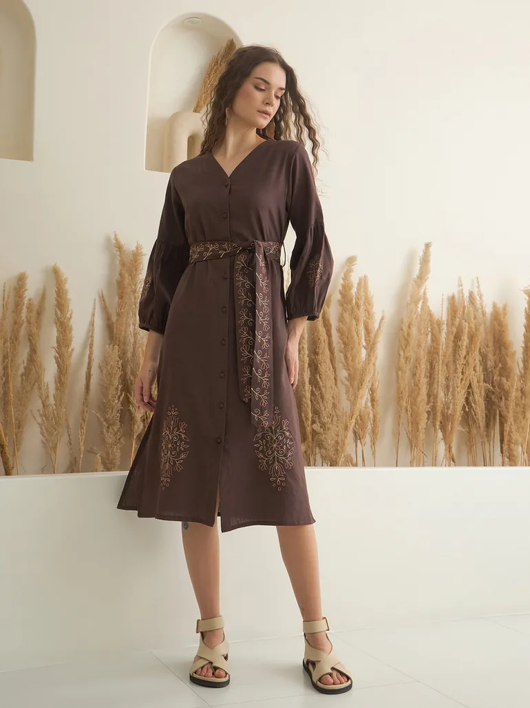 pure cotton midi dress Pure Cotton Cinched V-Neck Tiered Midi Dress Cornflower Blue Floral / 1X (14W-16W)
