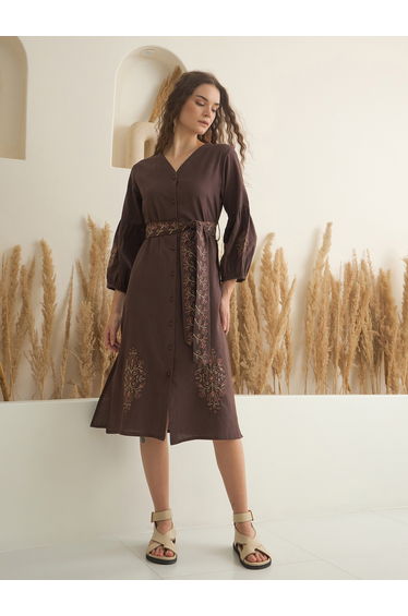 Printed Pure Cotton A-Line Midi Dress
