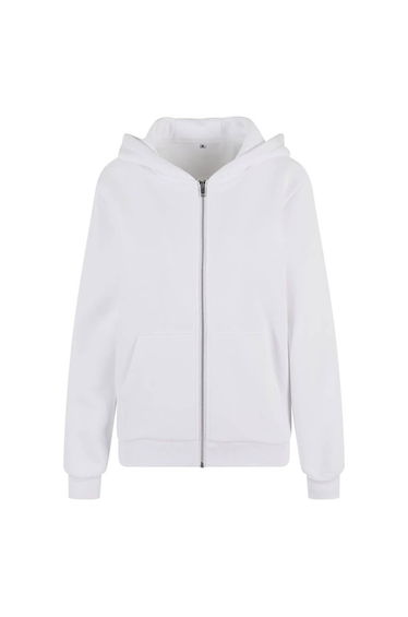 Build Your Brand Womens/Ladies Fluffy Full Zip Hoodie - White