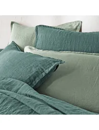 Green Washed Linen Fitted Sheet - 2