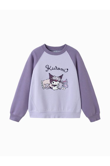Girls' Raglan Sweatshirt with Front Print