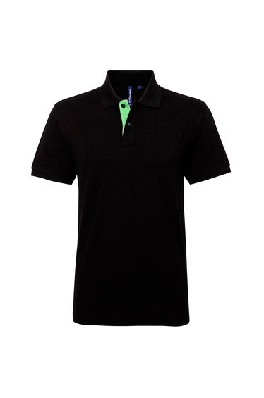 Asquith & Fox Mens Classic Fit Contrast Polo Shirt - Black/Lime