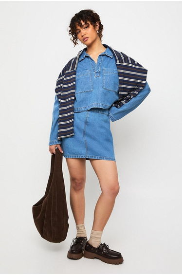 Denim Pocket Detail Mini Skirt - light wash