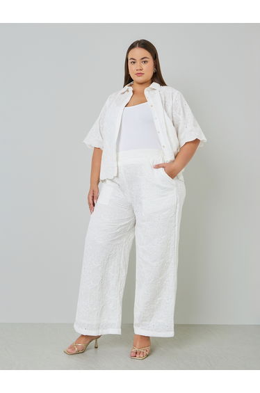Plus Size Embroidered Pants with Side Pocket