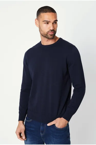 Active Check Patch Knit Crew Navy