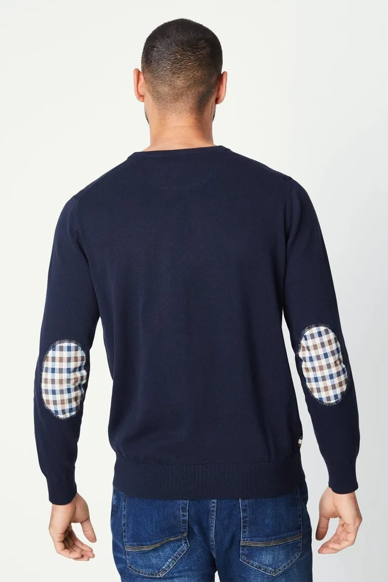 Active Check Patch Knit Crew Navy - 2