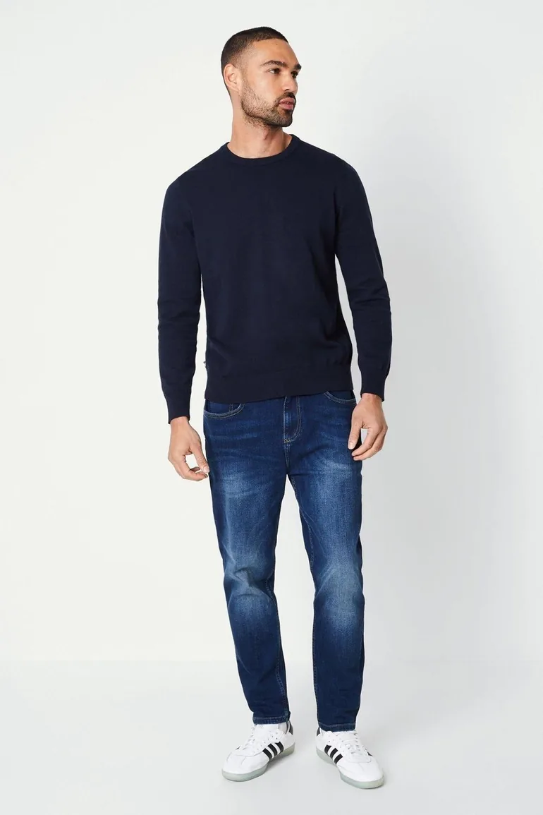 Active Check Patch Knit Crew Navy - 1