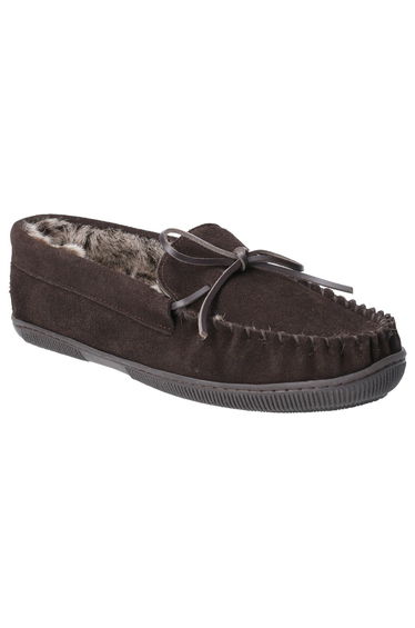 Hush Puppies Mens Ace Slip On Leather Slipper - Chocolate