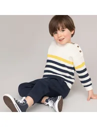 Striped Cotton Jumper/Sweater with Crew Neck