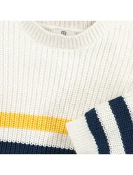 Striped Cotton Jumper/Sweater with Crew Neck - 4