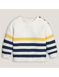Striped Cotton Jumper/Sweater with Crew Neck - 2