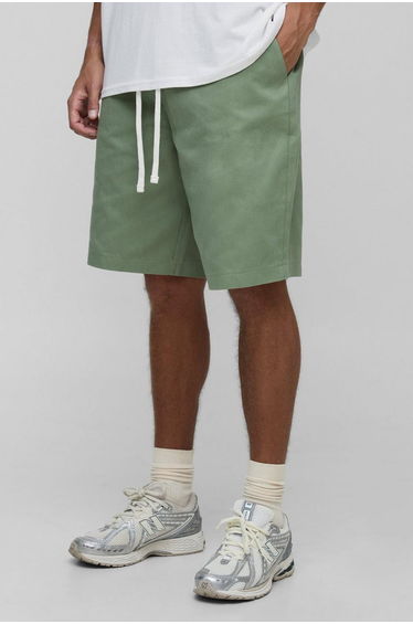 Tall Elasticated Waist Baggy Fit Shorts - sage