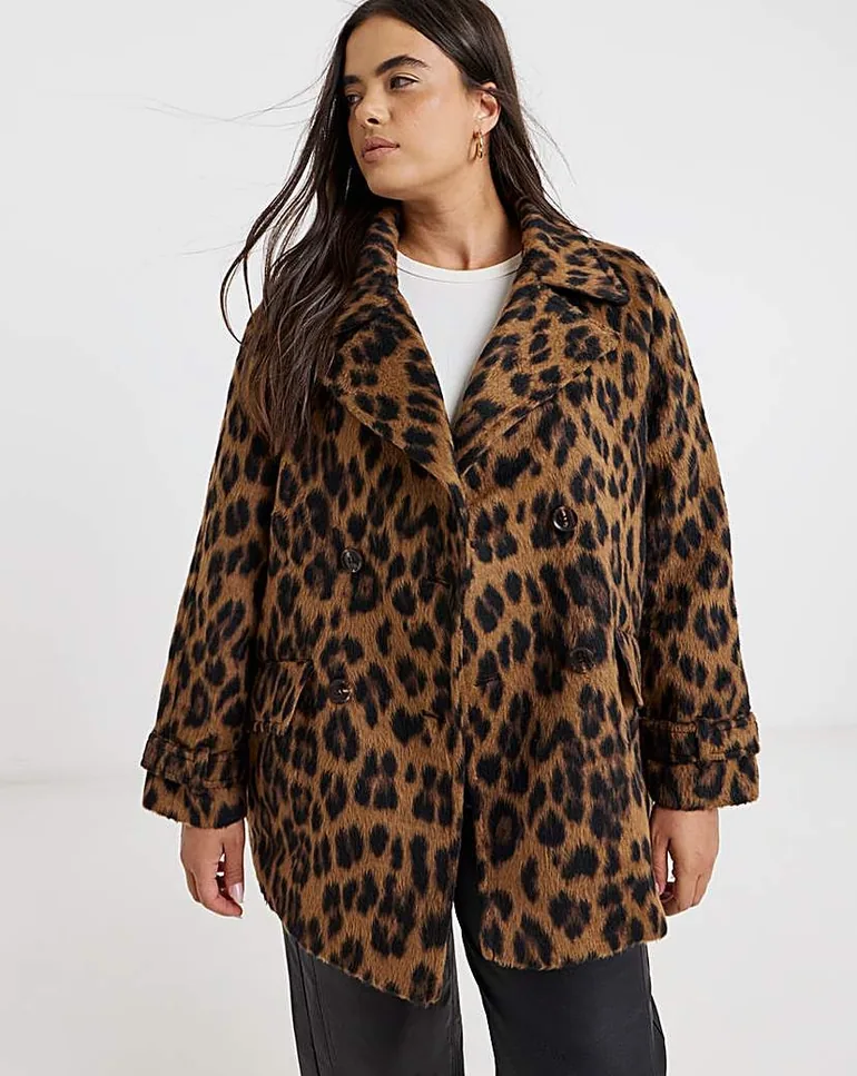 Leopard Pea Coat - 1