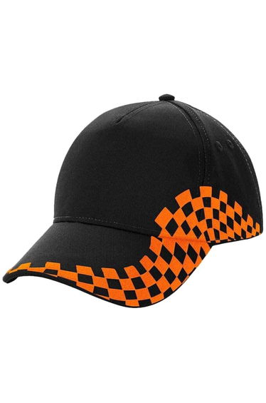 Beechfield Unisex Adult Grand Prix Baseball Cap - Black/Orange