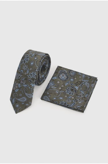 Green Paisley Tie and Pocket Square