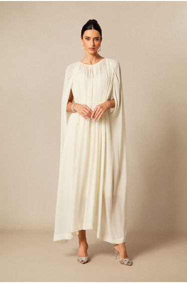 Aria Gathered Cape Chiffon Maxi Dress