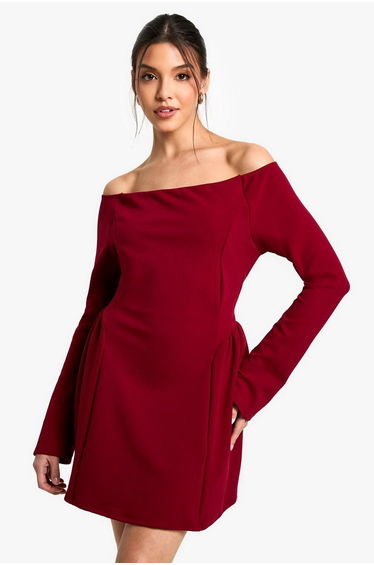 High Bardot Tie Back Skater Dress