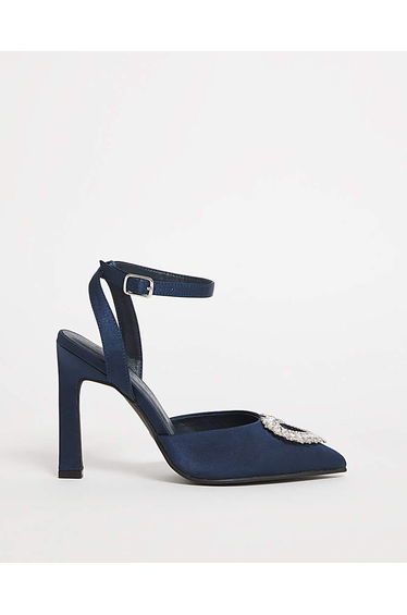 Heart Trim Heeled Shoes Ex Wide