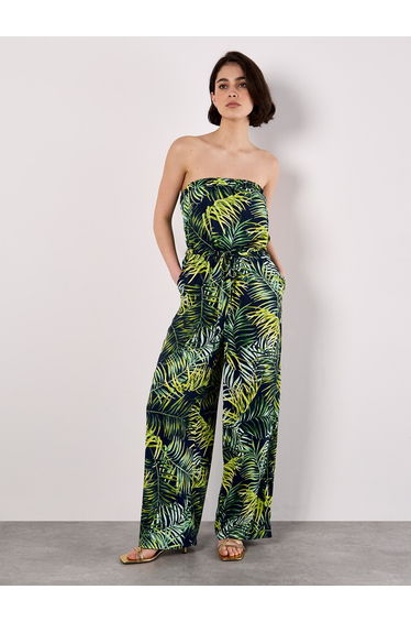 Bandeau Leaf Wide Leg Jumpsuit