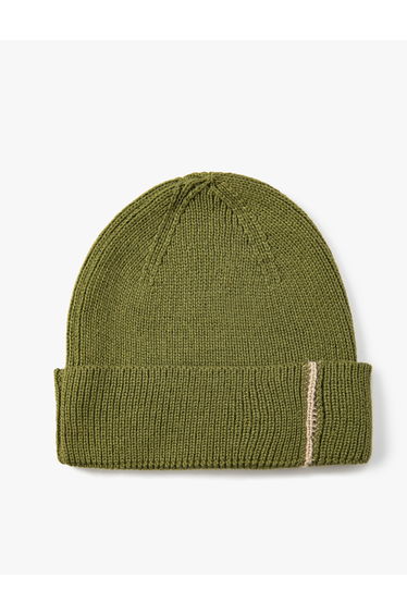 Basic Fold Detail Strip Patterned Knit Beanie