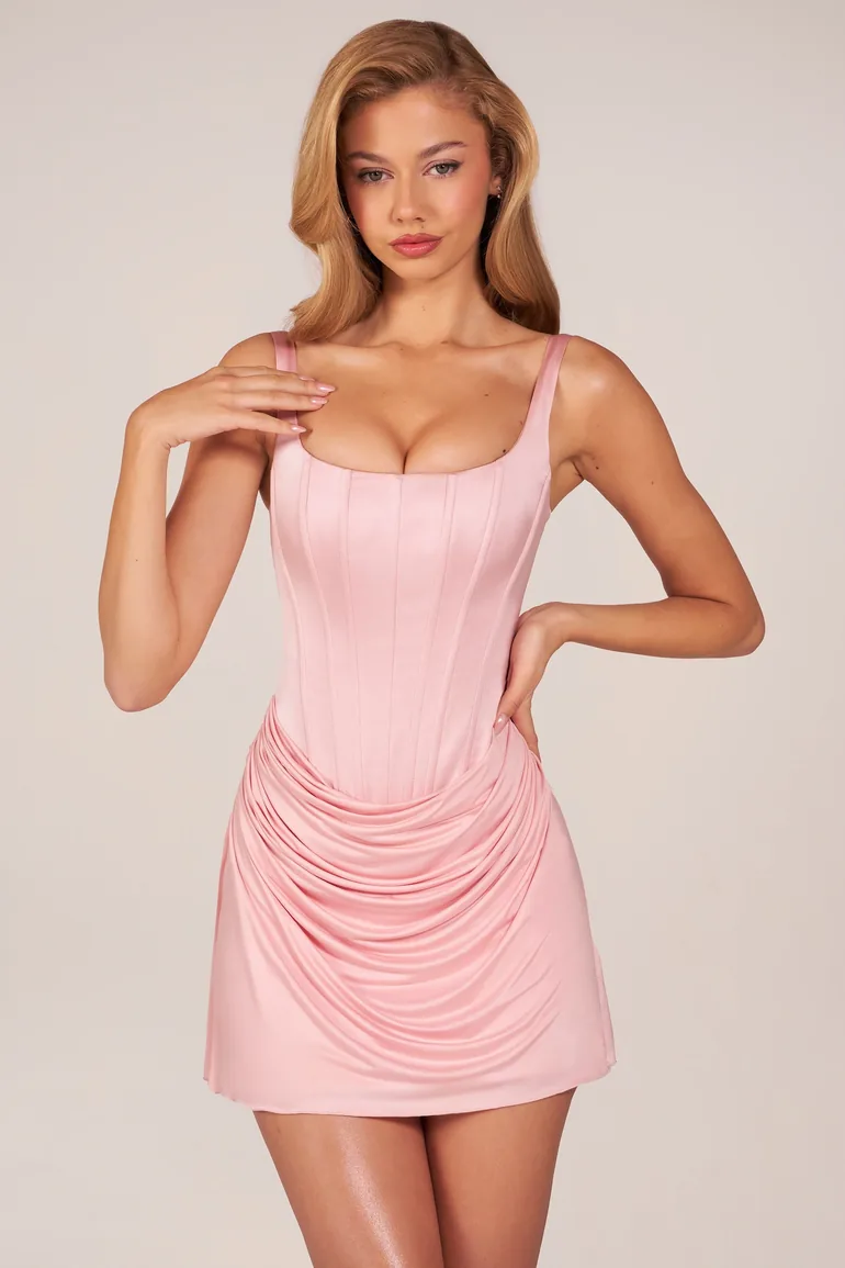 Lace-Up Draped Mini Dress in Blush Pink Oh Polly Pink : Party Dresses : VogaCloset Libya Lace-Up Draped Mini Dress in Blush Pink Oh Polly Pink : Party Dresses : VogaCloset Libya