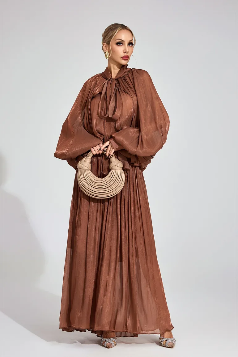 Winona Brown Batwing Maxi Dress - 4