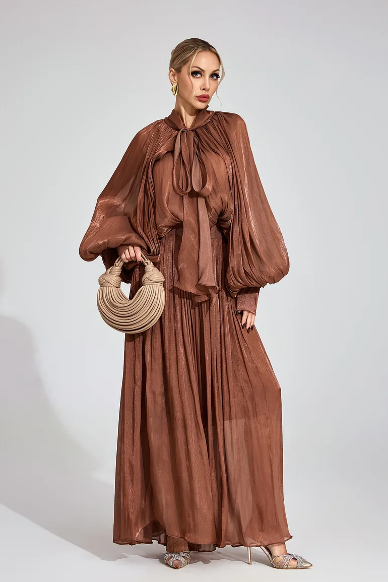 Winona Brown Batwing Maxi Dress - 3