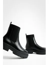 Stretch Panel Chunky Chelsea Boots - black - 3