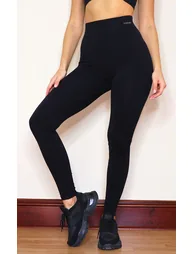 Black Seamless Rib Waist Gym Leggings - 1