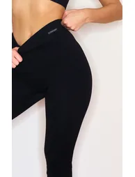 Black Seamless Rib Waist Gym Leggings - 3