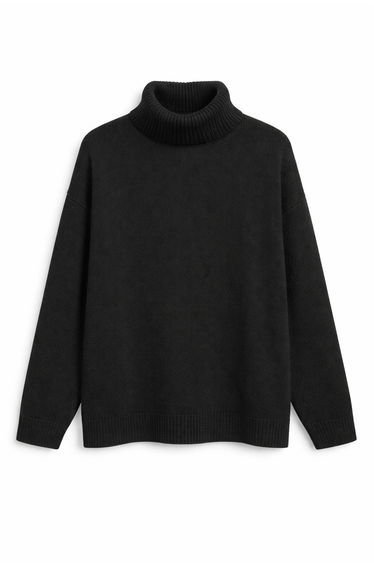 Mixray Loose Fit Turtleneck Knit Sweater