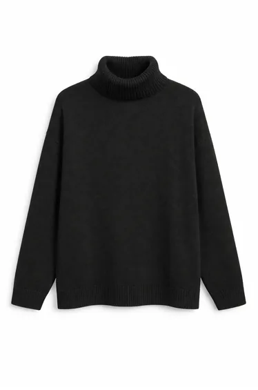 Mixray Loose Fit Turtleneck Knit Sweater