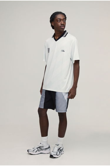 Relaxed Fit Colour Block Mid Length Nylon Shorts - black