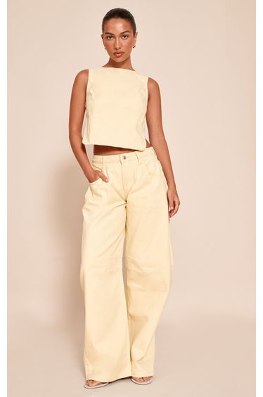 Butter Cream Tie Back Sleeveless Denim Top